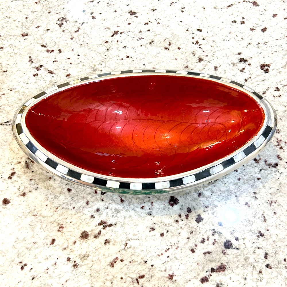 Julia Knight 16-inch red enamel Oval Bowl